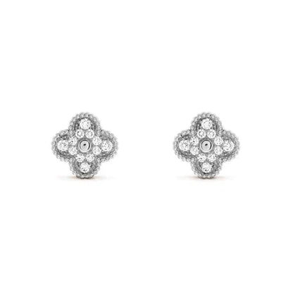 [Royal Jewelry]CLOVER 1 MOTIFS DIAMOND STUD EARRINGS SILVER
