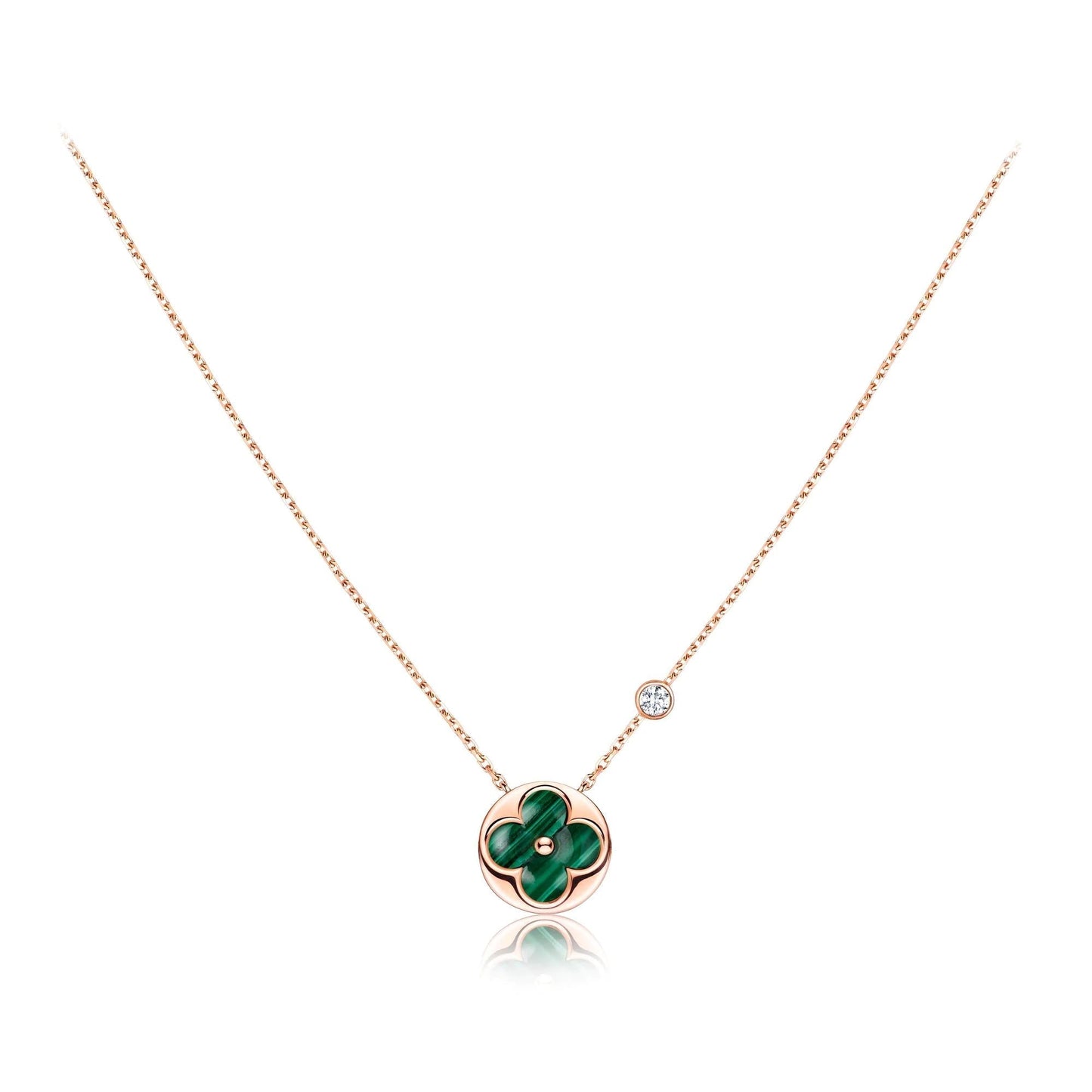 [Royal Jewelry]SUN PEDANT PINK GOLD 1 DIAMOND NECKLACE