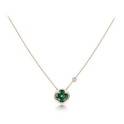 [Royal Jewelry]SUN PEDANT PINK GOLD 1 DIAMOND NECKLACE