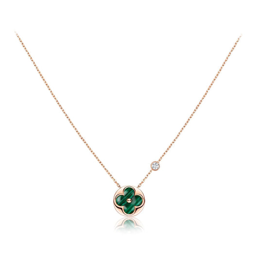 [Royal Jewelry]SUN PEDANT PINK GOLD 1 DIAMOND NECKLACE