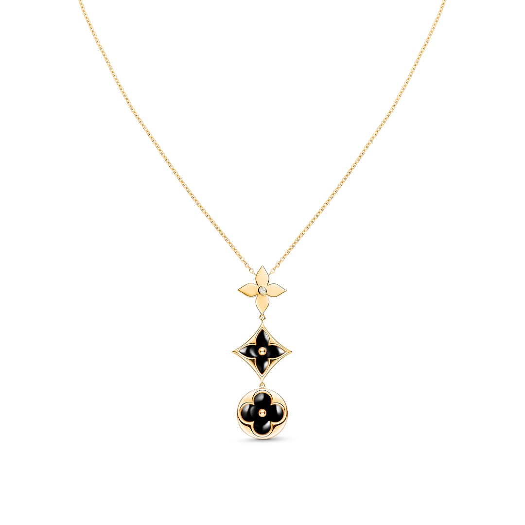 [Royal Jewelry]STAR AND SUN ONYX PINK GOLD NECKLACE