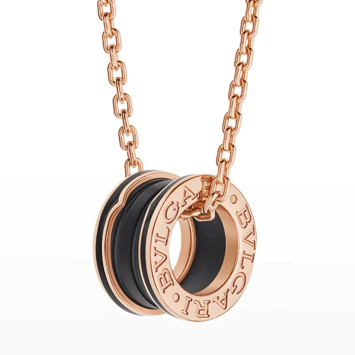 [Royal Jewelry]ZERO 1 BLACK CERAMIC PINK GOLD NECKLACE