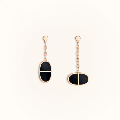 [Royal Jewelry]CHAINE VERSO BLACK CERAMIC EARRINGS