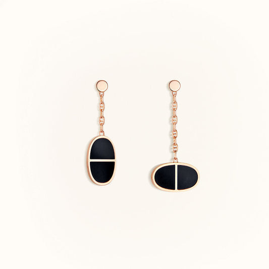 [Royal Jewelry]CHAINE VERSO BLACK CERAMIC EARRINGS