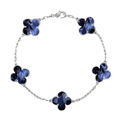 [Royal Jewelry]CLOVER 5 MOTIF PIETERSITE SILVER BRACELET