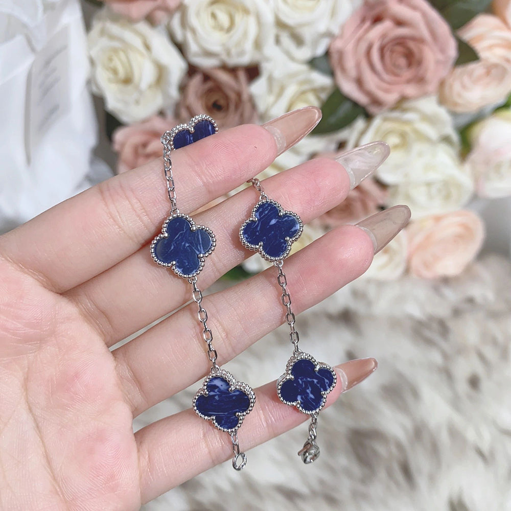 [Royal Jewelry]CLOVER 5 MOTIF PIETERSITE SILVER BRACELET