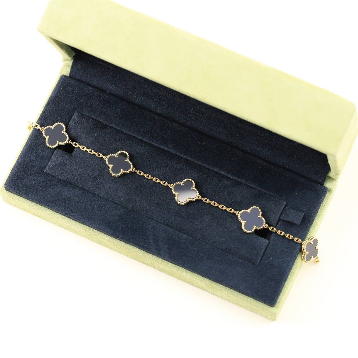 [Royal Jewelry]CLOVER  5 MOTIFS BLACK ONYX BRACELET