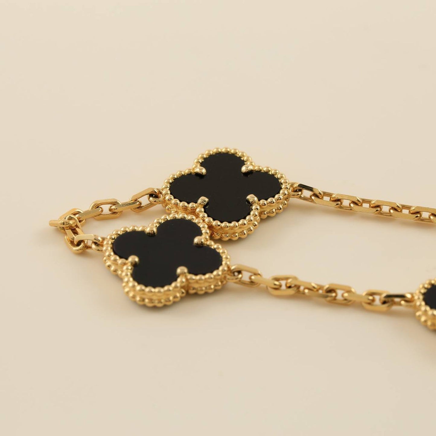 [Royal Jewelry]CLOVER  5 MOTIFS BLACK ONYX BRACELET