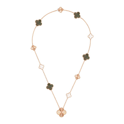 [Royal Jewelry]DETACHABLE CLOVER 15(11+4) FLOWER ROSE GOLD NECKLACE SET