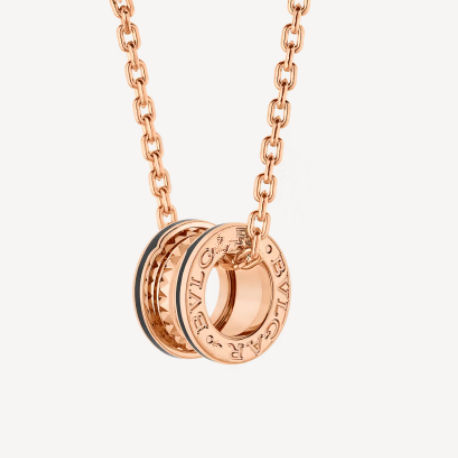 [Royal Jewelry]ZERO 1 ROCK PEDANT PINK GOLD BLACK NECKLACE