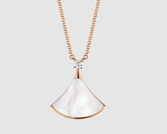 [Royal Jewelry]DREAM NECKLACE WHITE MOP PINK GOLD 1 DIAMOND