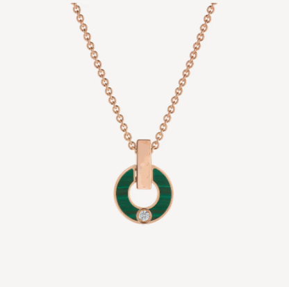 [Royal Jewelry]GARI NECKLACE PINK GOLD MALACHITE
