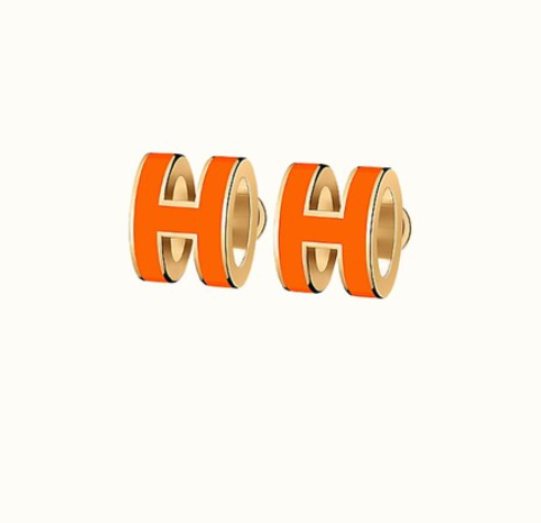 [Royal Jewelry]MINI POP H EARRINGS ORANGE