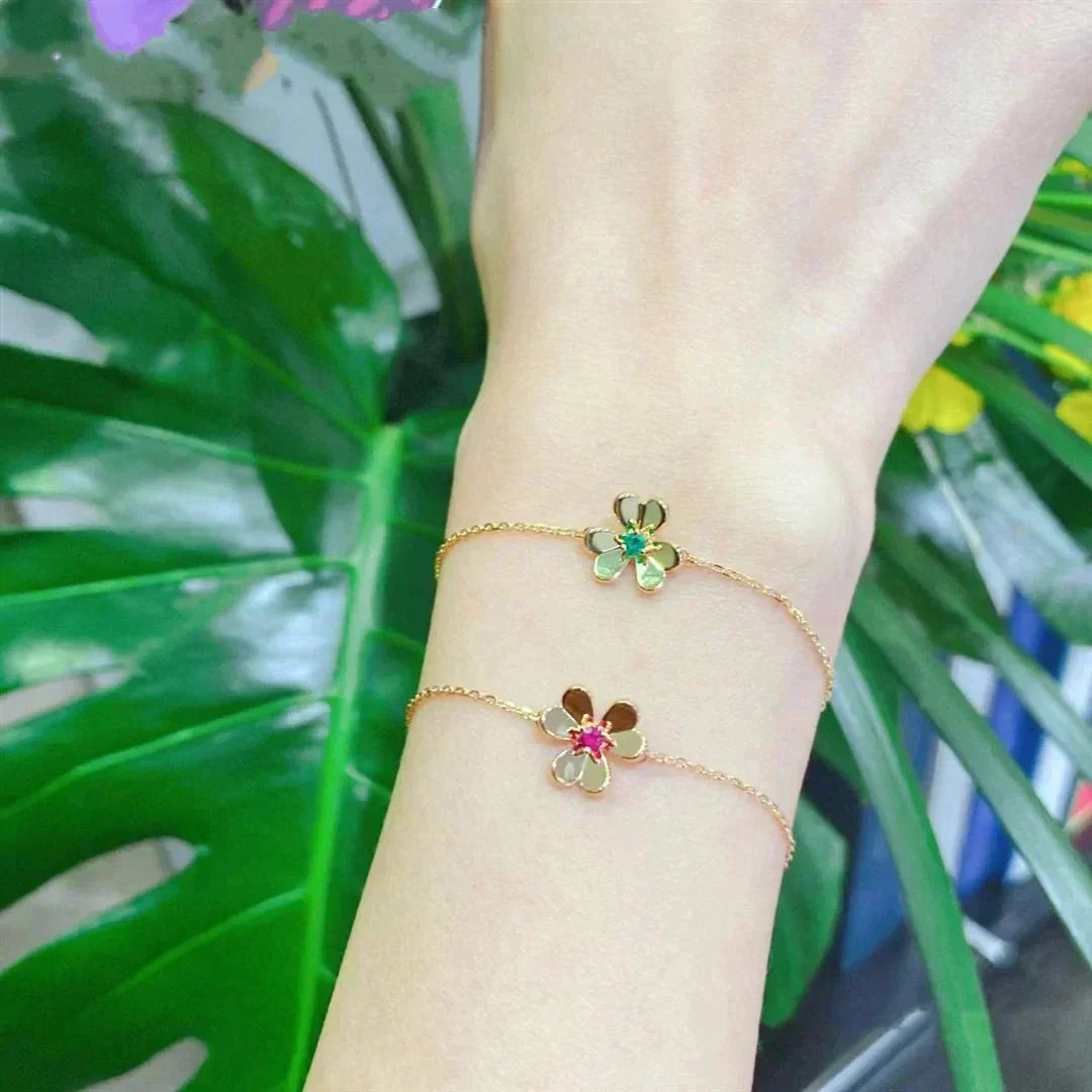 [Royal Jewelry]FRIVOLE GOLD FLOWER PINK MALACHITE BRACELET