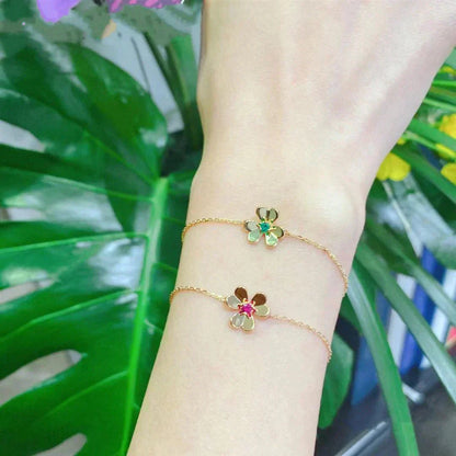 [Royal Jewelry]FRIVOLE GOLD FLOWER PINK MALACHITE BRACELET