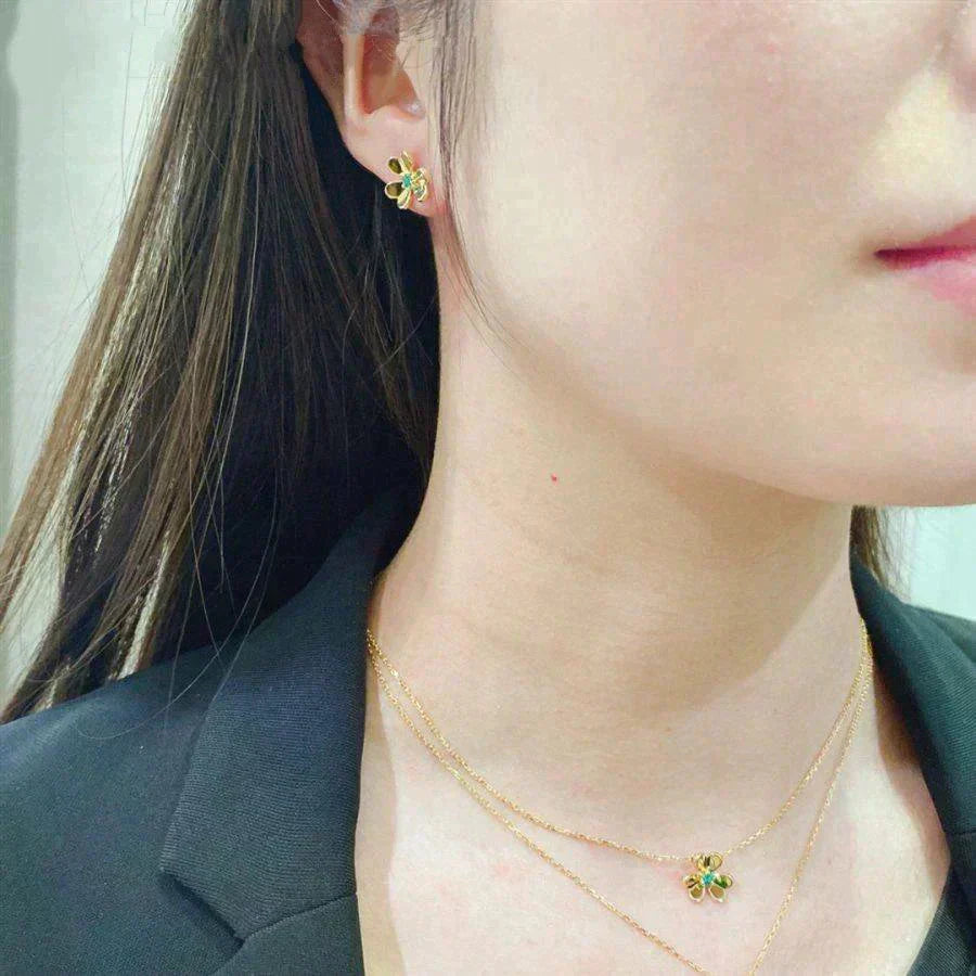 [Royal Jewelry]FRIVOLE  FLOWER MALACHITE EARRINGS