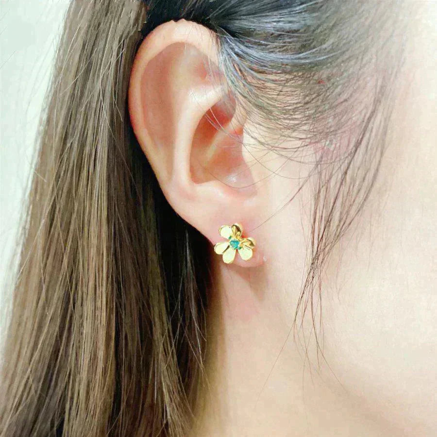 [Royal Jewelry]FRIVOLE  FLOWER MALACHITE EARRINGS