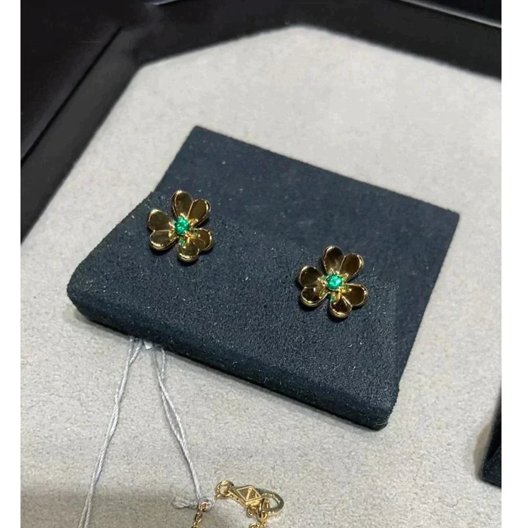 [Royal Jewelry]FRIVOLE  FLOWER MALACHITE EARRINGS