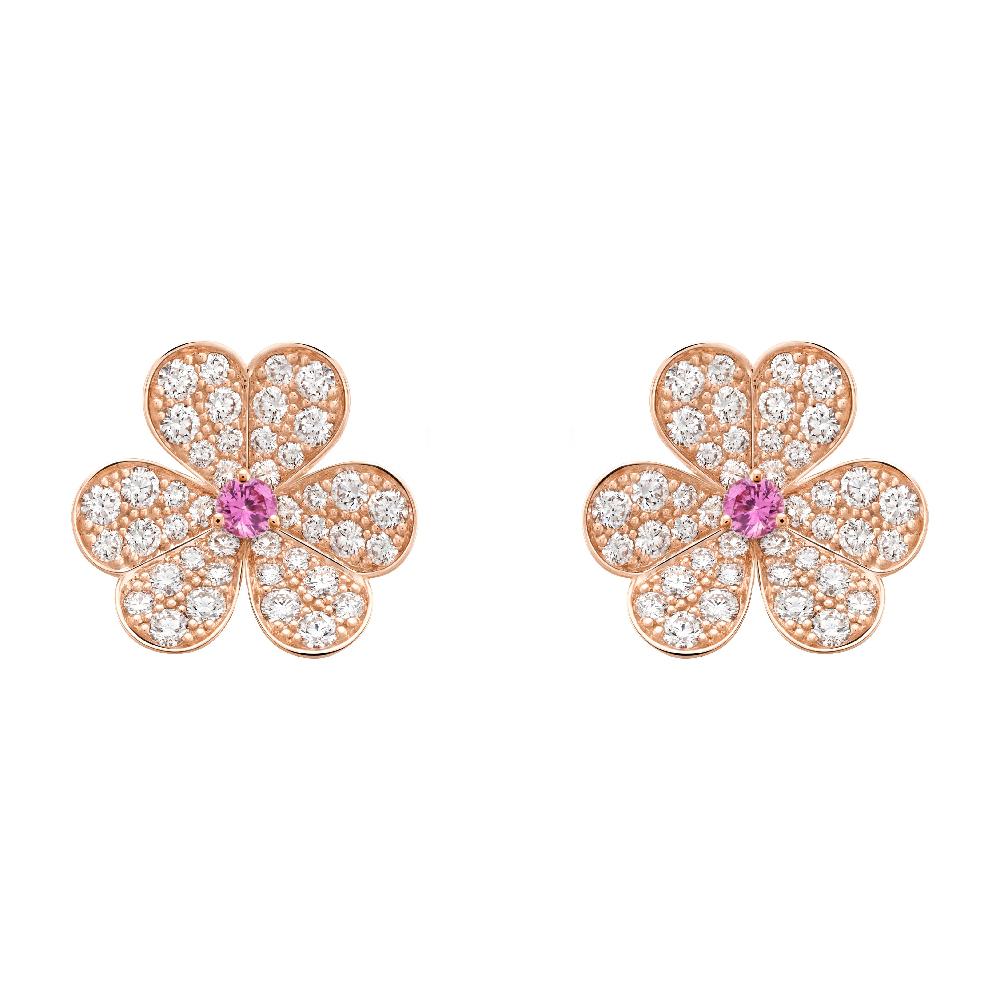 [Royal Jewelry]FRIVOLE PINK GOLD FLOWER DIAMOND EARRINGS