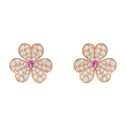 [Royal Jewelry]FRIVOLE PINK GOLD FLOWER DIAMOND EARRINGS