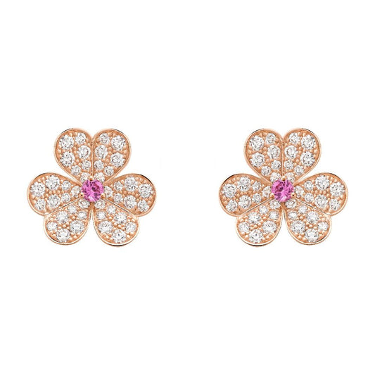 [Royal Jewelry]FRIVOLE PINK GOLD FLOWER DIAMOND EARRINGS