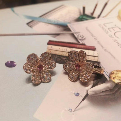 [Royal Jewelry]FRIVOLE PINK GOLD FLOWER DIAMOND EARRINGS