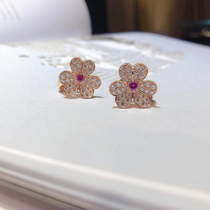 [Royal Jewelry]FRIVOLE PINK GOLD FLOWER DIAMOND EARRINGS