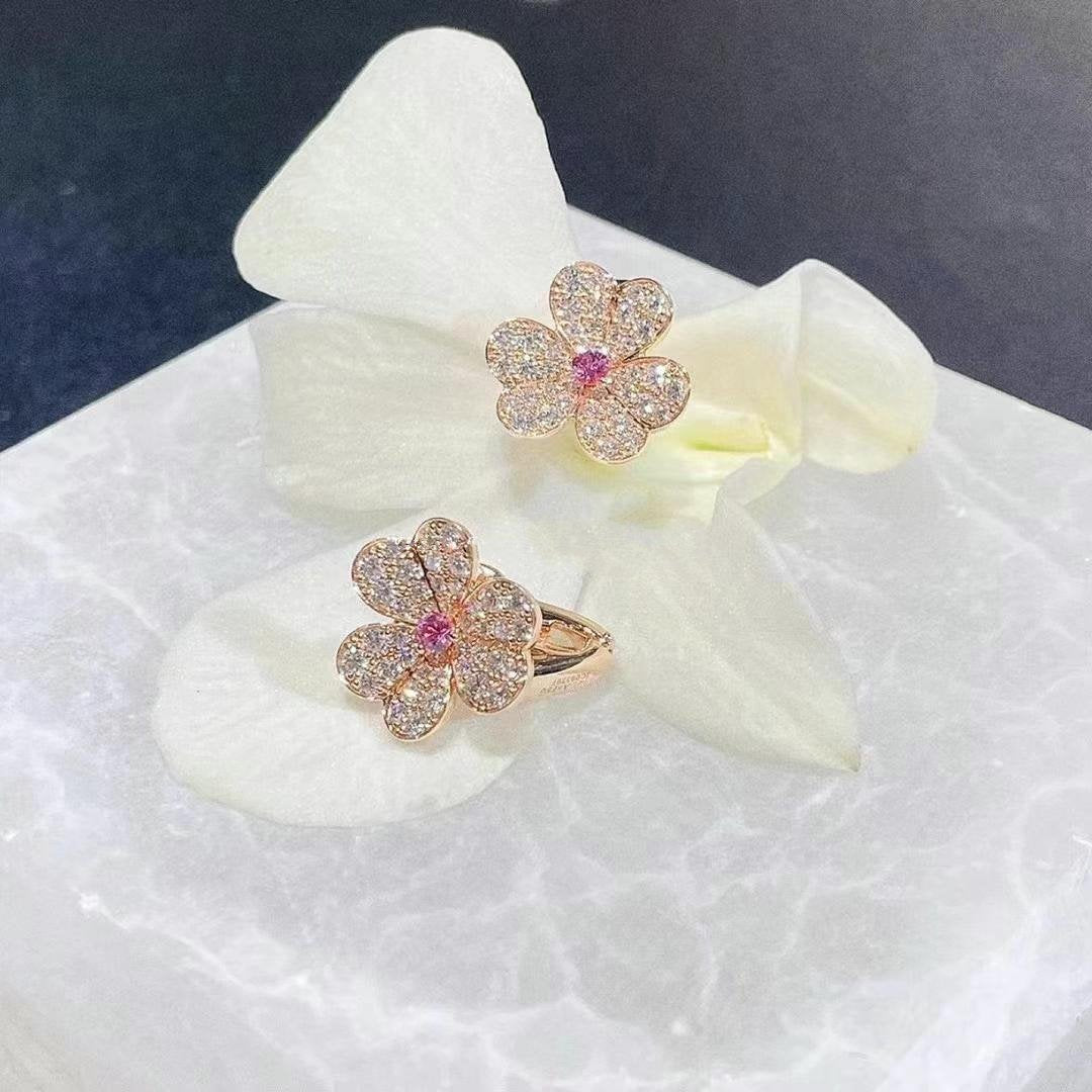 [Royal Jewelry]FRIVOLE PINK GOLD FLOWER DIAMOND EARRINGS