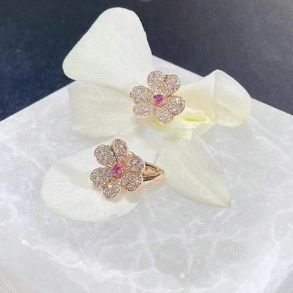 [Royal Jewelry]FRIVOLE PINK GOLD FLOWER DIAMOND EARRINGS