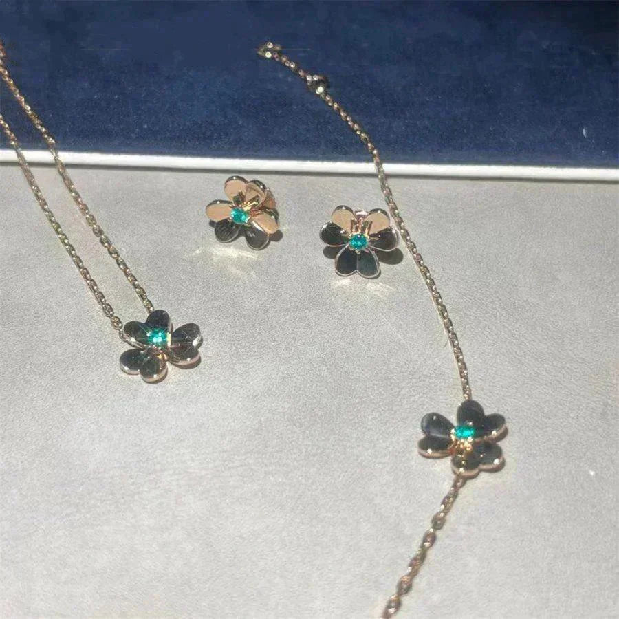 [Royal Jewelry]FRIVOLE  FLOWER MALACHITE EARRINGS