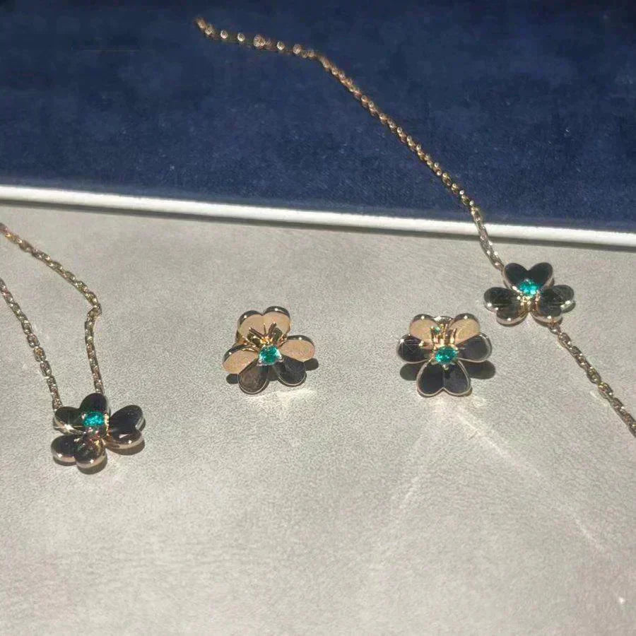 [Royal Jewelry]FRIVOLE  FLOWER MALACHITE EARRINGS