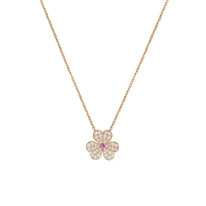 [Royal Jewelry]FRIVOLE ROSE GOLD FLOWER DIAMOND NECKLACE