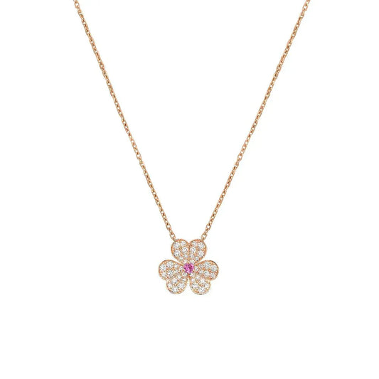 [Royal Jewelry]FRIVOLE ROSE GOLD FLOWER DIAMOND NECKLACE