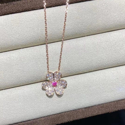 [Royal Jewelry]FRIVOLE ROSE GOLD FLOWER DIAMOND NECKLACE