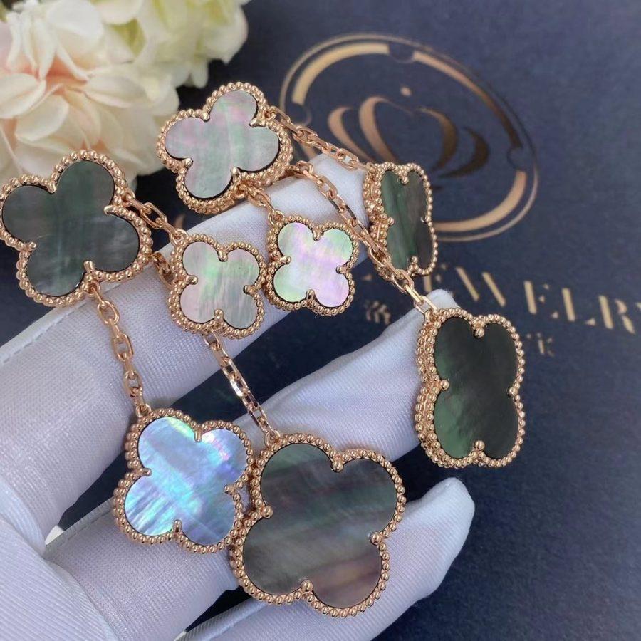 [Royal Jewelry]CLOVER EARRINGS DARK MOP 4 MOTIFS ROSE GOLD