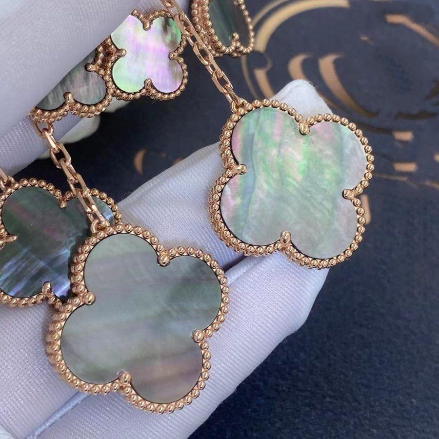 [Royal Jewelry]CLOVER EARRINGS DARK MOP 4 MOTIFS ROSE GOLD