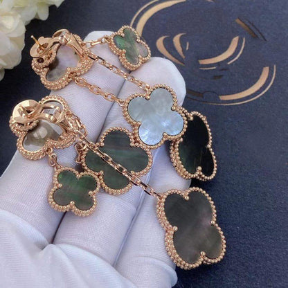 [Royal Jewelry]CLOVER EARRINGS DARK MOP 4 MOTIFS ROSE GOLD