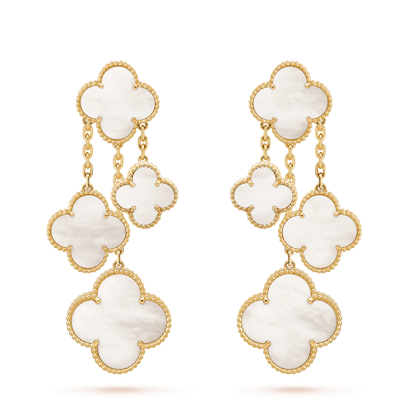 [Royal Jewelry]CLOVER EARRINGS WHITE MOP 4 MOTIFS GOLD