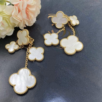 [Royal Jewelry]CLOVER EARRINGS WHITE MOP 4 MOTIFS GOLD