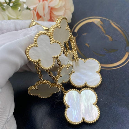 [Royal Jewelry]CLOVER EARRINGS WHITE MOP 4 MOTIFS GOLD