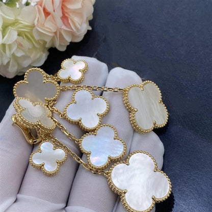 [Royal Jewelry]CLOVER EARRINGS WHITE MOP 4 MOTIFS GOLD