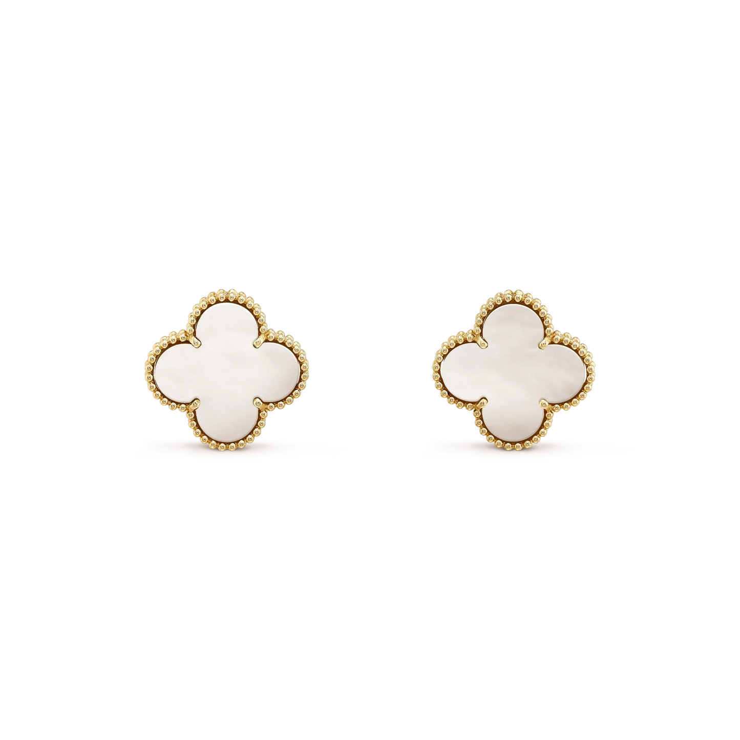 [Royal Jewelry]CLOVER MEDIUM 1 MOTIFS  WHITE MOP STUD EARRINGS
