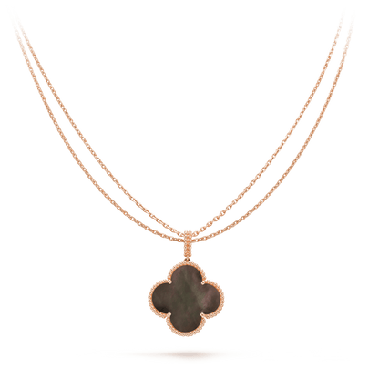 [Royal Jewelry]CLOVER 25MM GOLD DARK MOP BIG CLOVER NECKLACE