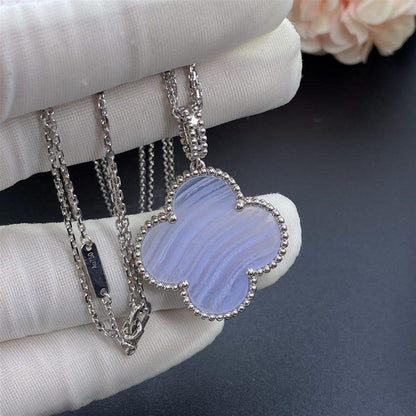 [Royal Jewelry]CLOVER SILVER CHALCEDONY BIG CLOVER NECKLACE