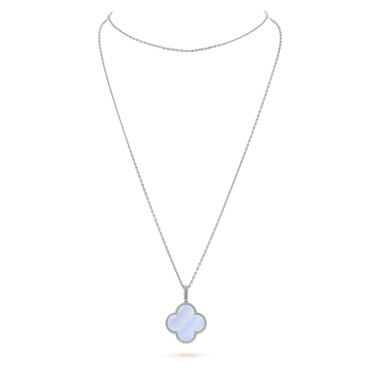 [Royal Jewelry]CLOVER SILVER CHALCEDONY BIG CLOVER NECKLACE
