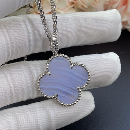 [Royal Jewelry]CLOVER SILVER CHALCEDONY BIG CLOVER NECKLACE