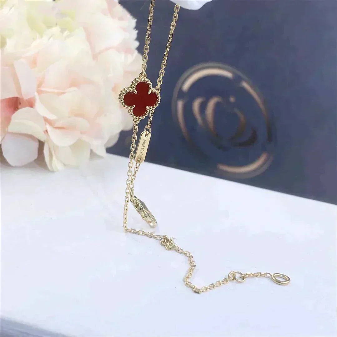 [Royal Jewelry]CLOVER  CARNELIAN SINGLE FLOWER BRACELET