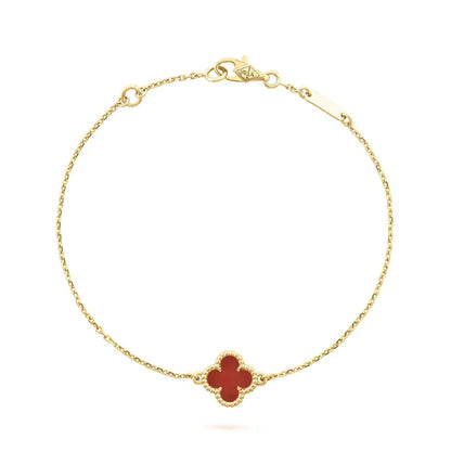 [Royal Jewelry]CLOVER  CARNELIAN SINGLE FLOWER BRACELET