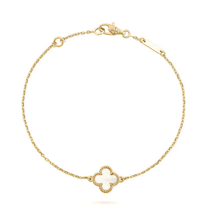 [Royal Jewelry]CLOVER WHITE MOP SINGLE FLOWER BRACELET