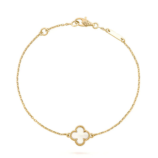 [Royal Jewelry]CLOVER WHITE MOP SINGLE FLOWER BRACELET